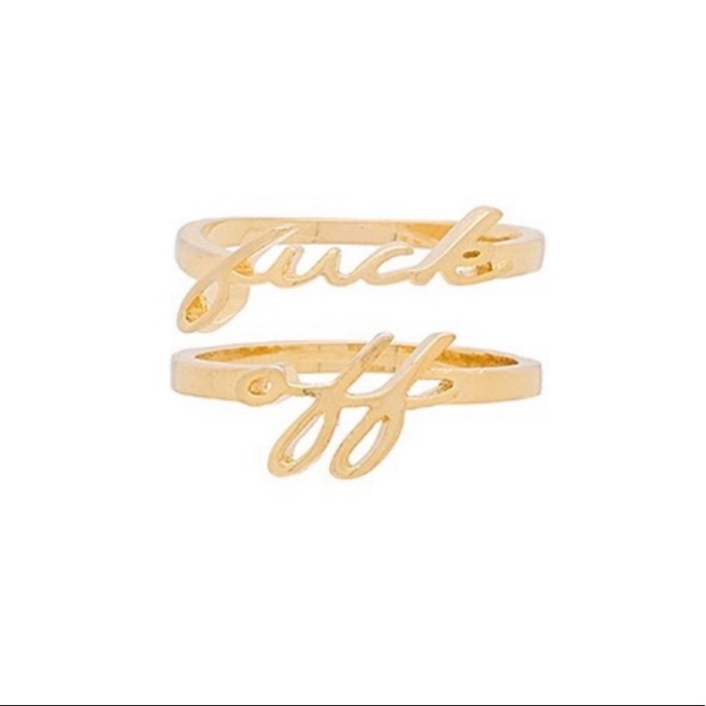 Revolve “Fuck Off” Ring Set Gold Plated Size 6.